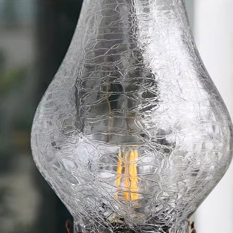 Traditional Vintage Bottle Cone Half Round Textured Iron Glass 1-Light Table Lamp For Bedroom