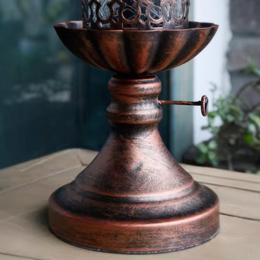 Traditional Vintage Bottle Cone Half Round Textured Iron Glass 1-Light Table Lamp For Bedroom