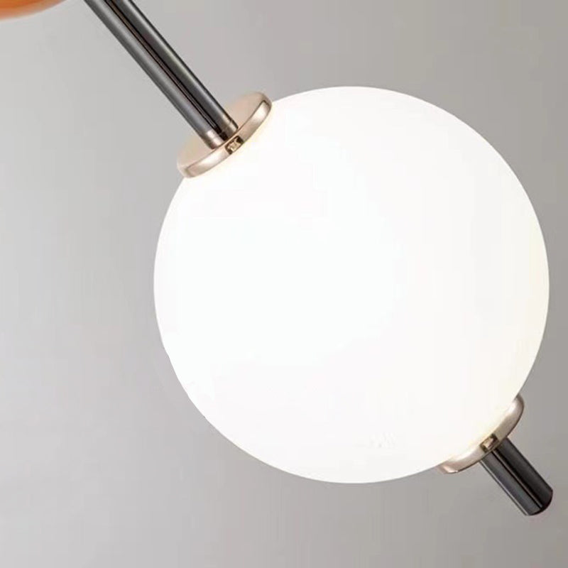 مصباح LED حديث بسيط على شكل كرة مزدوجة القاعدة من الحديد والزجاج لغرفة النوم