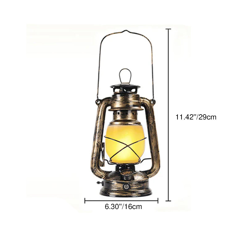Traditional Vintage Rechargeable Cylinder Bent Tube Disc Base Iron Acrylic LED Table Lamp For Bedroom