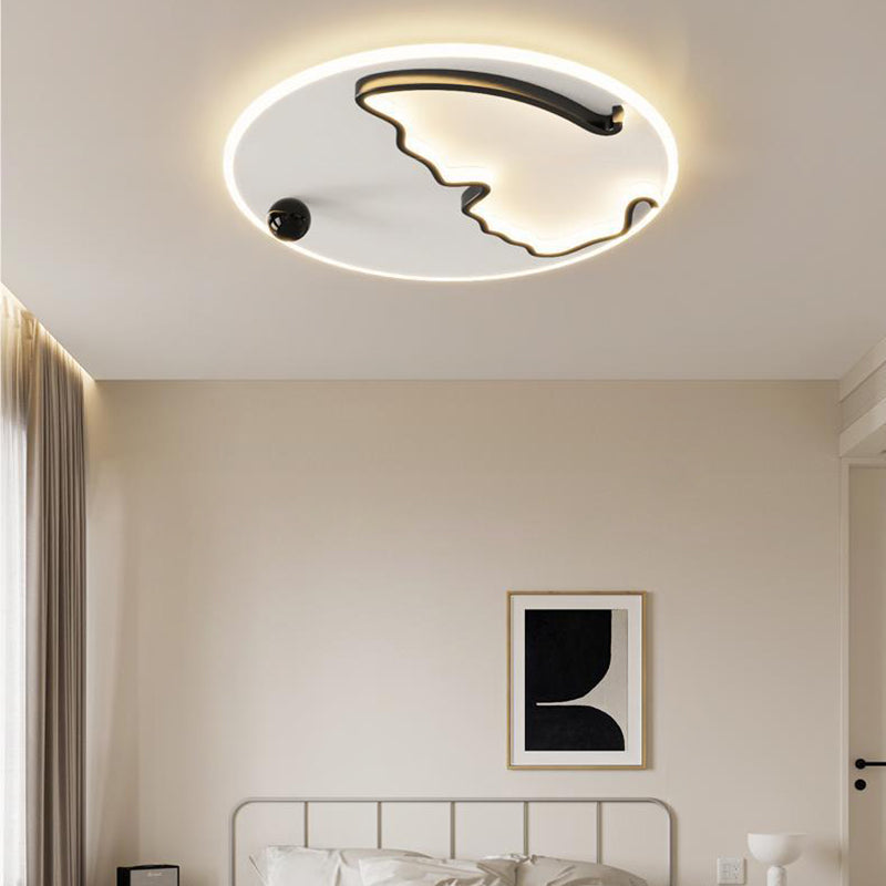 Modern Minimalist Round Ball Butterfly Iron Aluminum Acrylic LED Flush Mount Ceiling Light For Bedroom