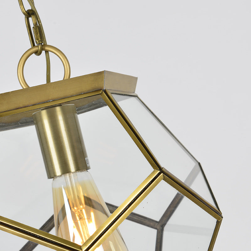 Contemporary Scandinavian Spherical Pentagon Copper Glass 1-Light Pendant Light For Bedroom