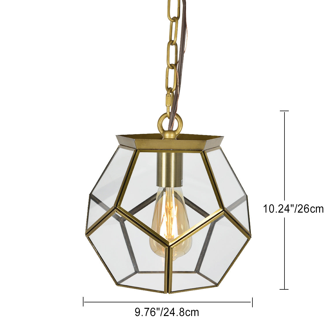 Contemporary Scandinavian Spherical Pentagon Copper Glass 1-Light Pendant Light For Bedroom