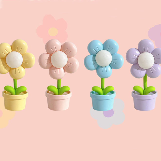 Contemporary Creative Cute Flower Round Table Base ABS PC LED Table Lamp For Bedroom