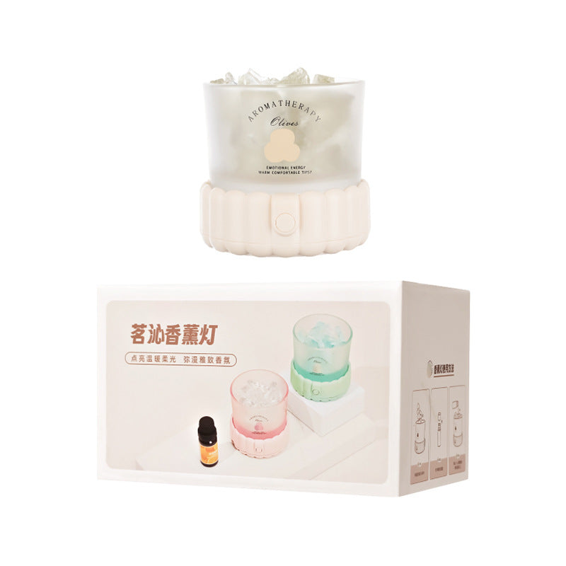 Modern Minimalist Cylinder Round Gravel ABS Glass LED Table Lamp For Bedroom