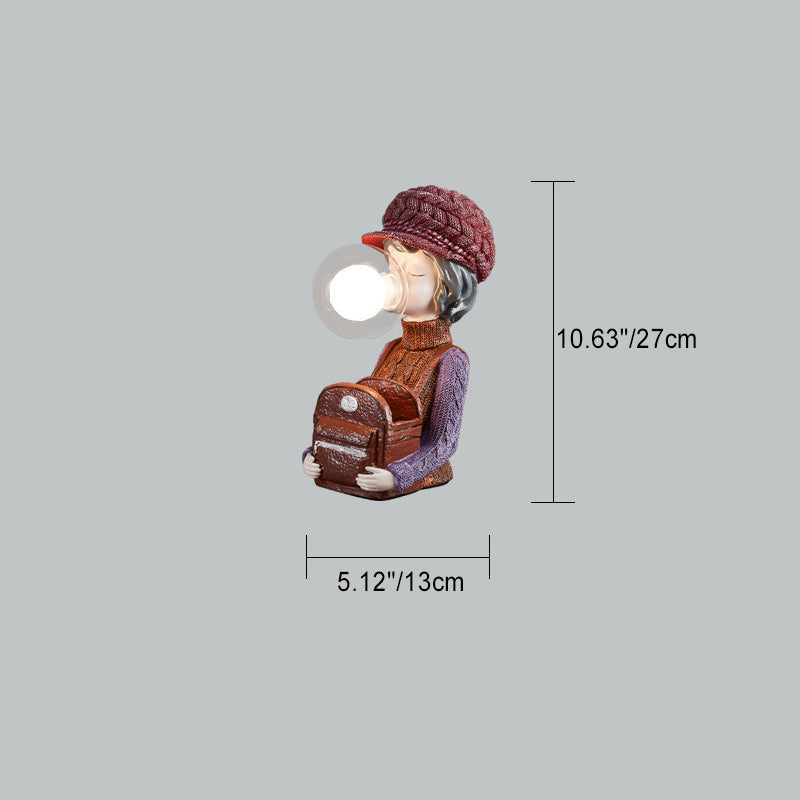 Contemporary Creative Girl Bubbles Vase Backpack Resin Glass 1-Light Table Lamp For Bedroom