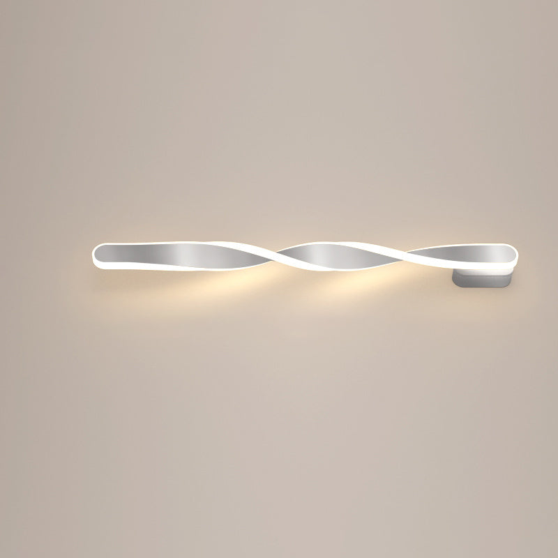 Modern Minimalist Long Oval Spiral Aluminum Silicone LED Wall Sconce Lamp For Living Room