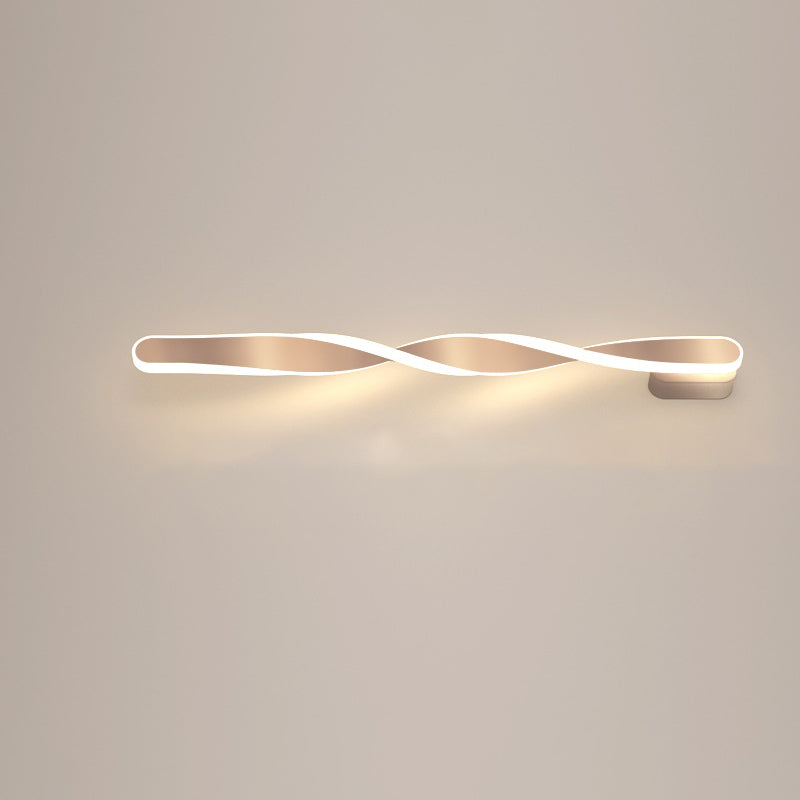 Modern Minimalist Long Oval Spiral Aluminum Silicone LED Wall Sconce Lamp For Living Room