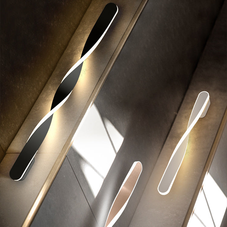 Modern Minimalist Long Oval Spiral Aluminum Silicone LED Wall Sconce Lamp For Living Room