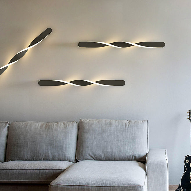 Modern Minimalist Long Oval Spiral Aluminum Silicone LED Wall Sconce Lamp For Living Room