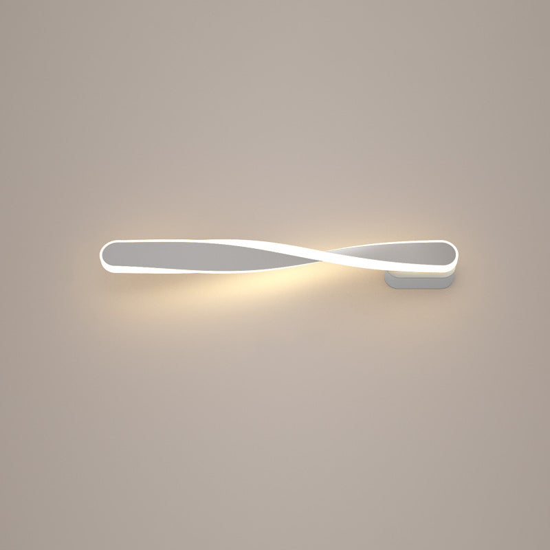 Modern Minimalist Long Oval Spiral Aluminum Silicone LED Wall Sconce Lamp For Living Room