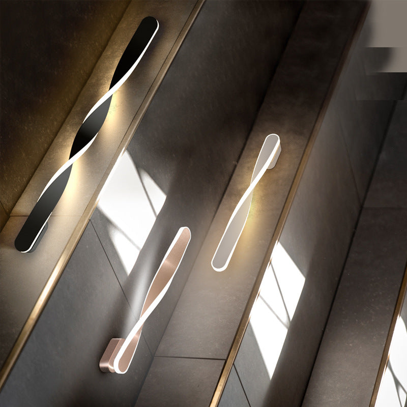 Modern Minimalist Long Oval Spiral Aluminum Silicone LED Wall Sconce Lamp For Living Room