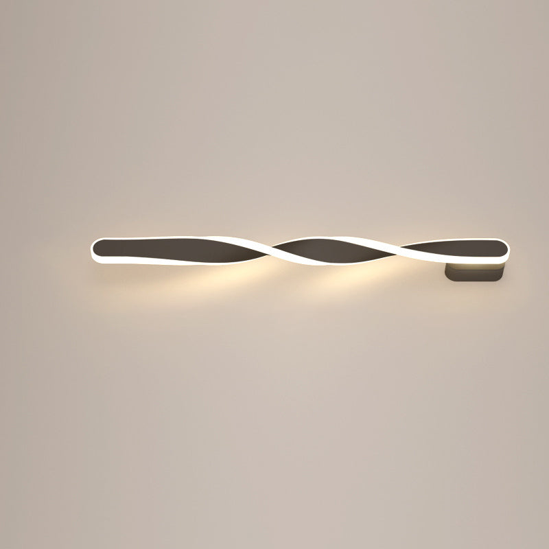 Modern Minimalist Long Oval Spiral Aluminum Silicone LED Wall Sconce Lamp For Living Room