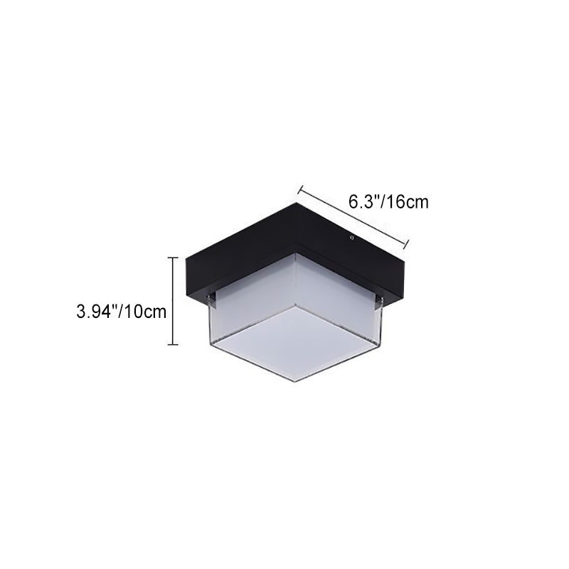 Modern Minimalist Waterproof Square Round Cylinder Die-Cast Aluminum Acrylic LED Flush Mount Ceiling Light For Outdoor Patio