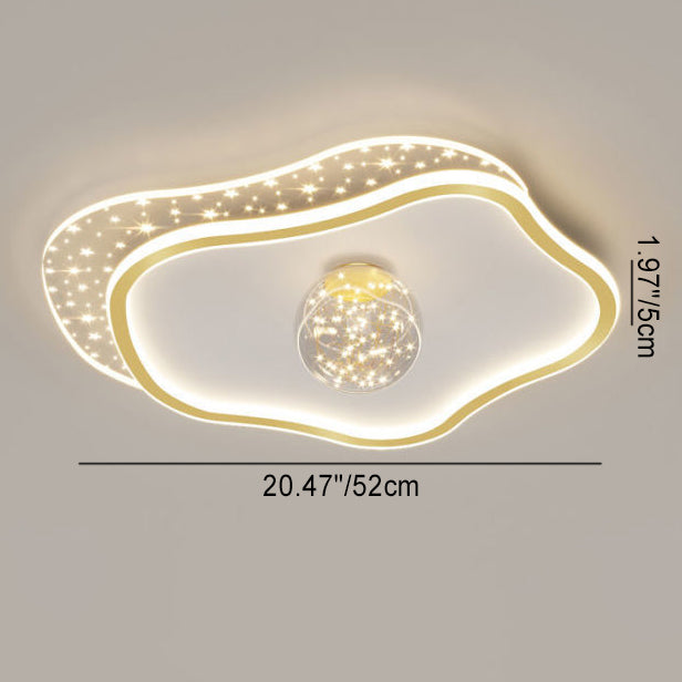 Contemporary Scandinavian Cloud Star Ball Hardware Acrylic LED Flush Mount Ceiling Light For Bedroom