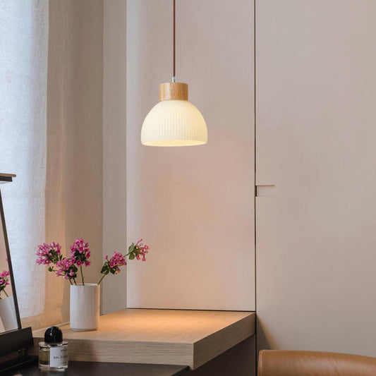 現代的なスカンジナビアの半円垂直シリンダー木製ガラス1/3ライトペンダントライトアイランドライトリビングルーム用