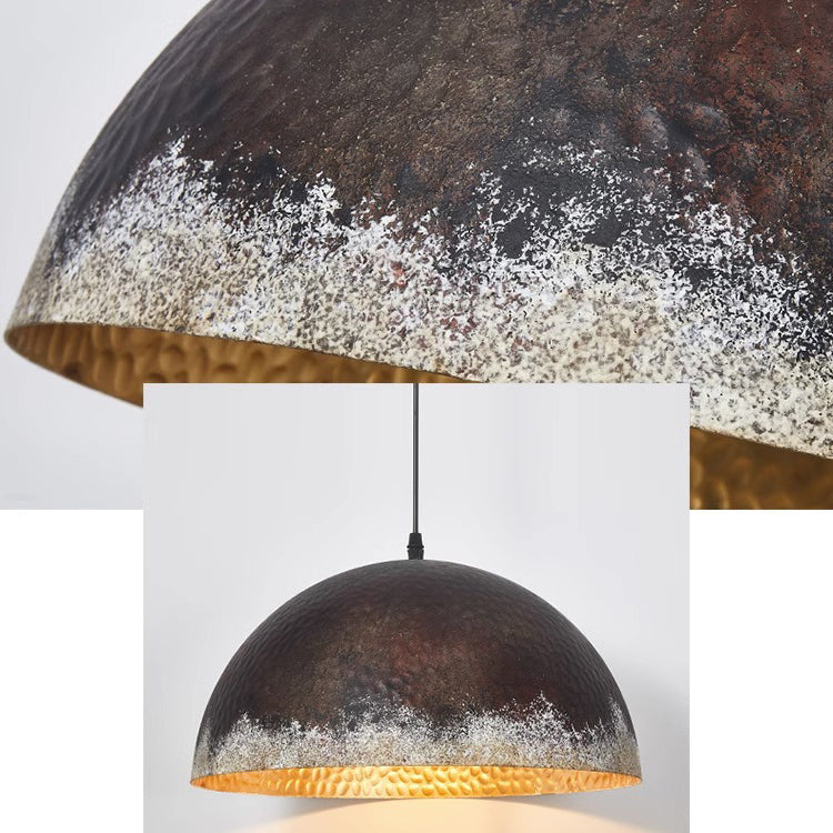 Traditional Vintage Semicircle Oval Dot Hand Painted Steel 1-Light Pendant Light For Living Room