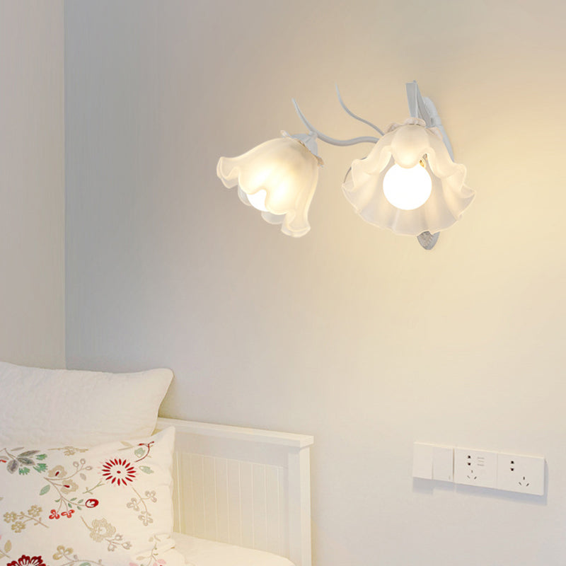 Contemporary Creative Flower Branch Iron Glass 1/2 Light Wall Sconce Lamp For Living Room