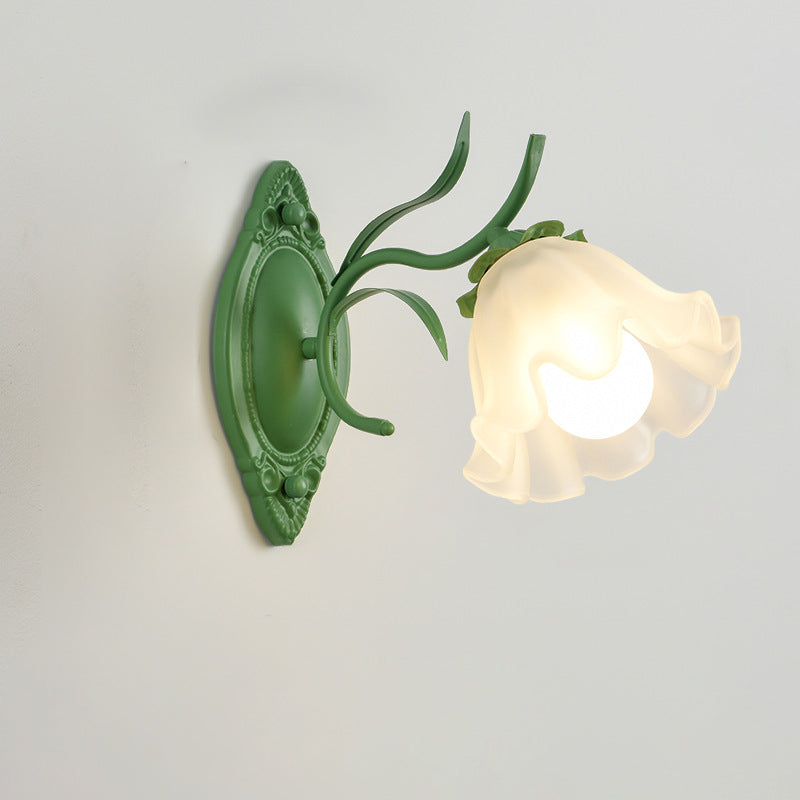 Contemporary Creative Flower Branch Iron Glass 1/2 Light Wall Sconce Lamp For Living Room
