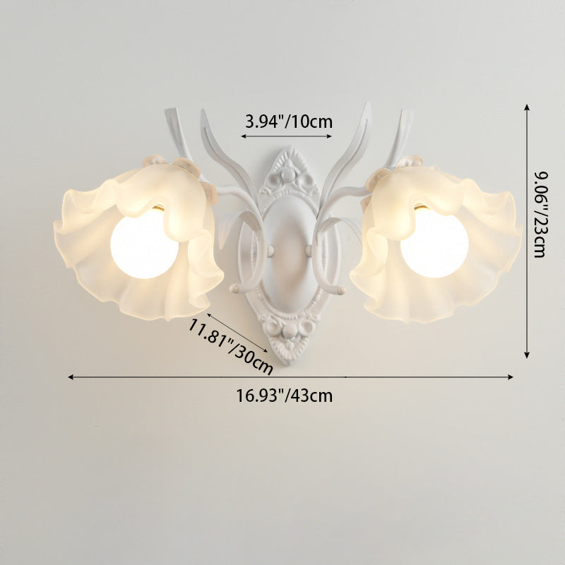 Contemporary Creative Flower Branch Iron Glass 1/2 Light Wall Sconce Lamp For Living Room