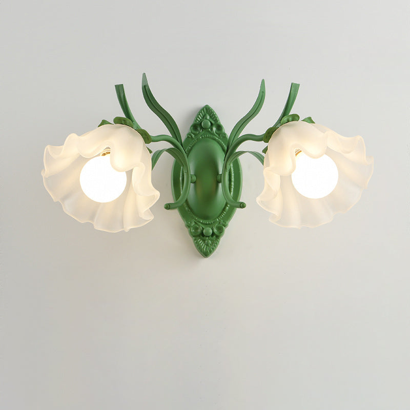 Contemporary Creative Flower Branch Iron Glass 1/2 Light Wall Sconce Lamp For Living Room