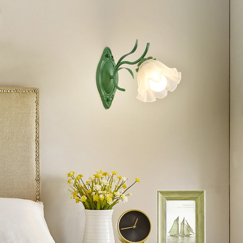 Contemporary Creative Flower Branch Iron Glass 1/2 Light Wall Sconce Lamp For Living Room