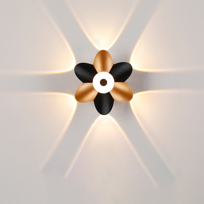 Modern Minimalist Waterproof Plum Blossom Die-Cast Aluminum Acrylic LED Wall Sconce Lamp For Living Room