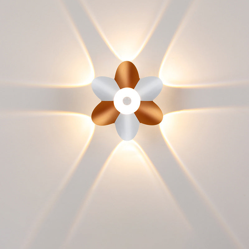 Modern Minimalist Waterproof Plum Blossom Die-Cast Aluminum Acrylic LED Wall Sconce Lamp For Living Room