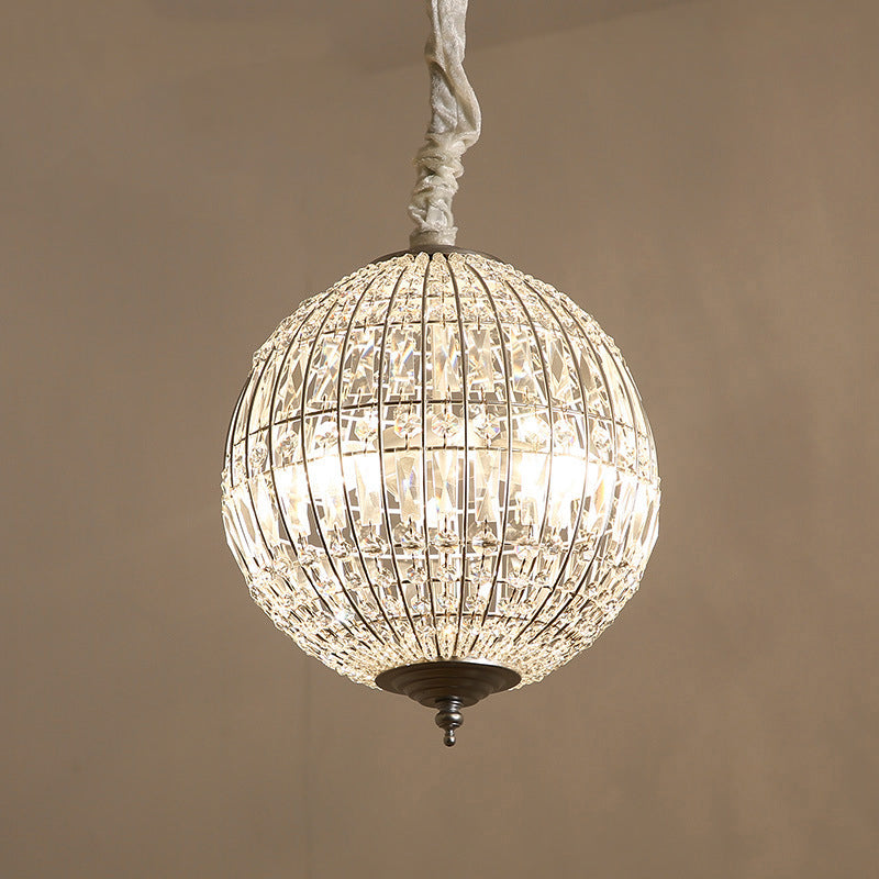 Traditional Vintage Ball Stripe Hardware Crystal 3/4 Light Chandelier For Living Room