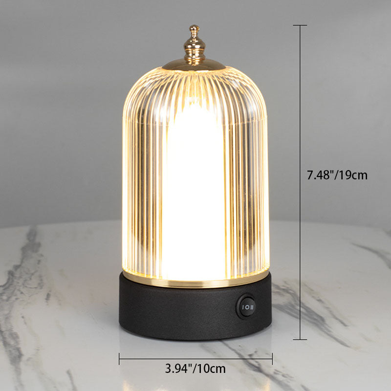 Contemporary Creative Cylinder Birdcage Rechargeable Iron Plastic LED Table Lamp For Bedroom