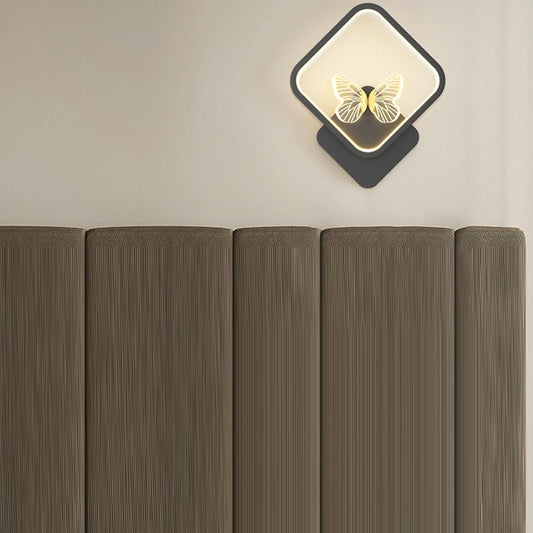 現代的なスカンジナビアのスクエアラウンドバタフライアイアンシリコンストリップLEDウォールスコンスランプ寝室用