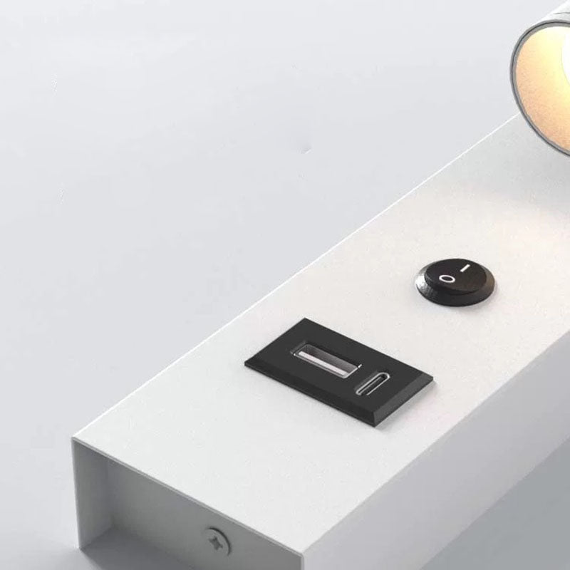 مصباح حائط LED من الألومنيوم بقاعدة مستطيلة قابلة للتعديل بتصميم أسطواني بسيط وعصري لغرفة النوم