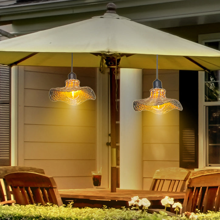 Traditional Vintage Waterproof Lotus Leaf PE Rattan 1-Light Pendant Light For Outdoor Patio