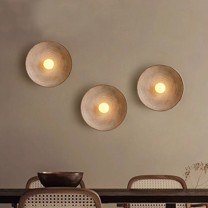Traditional Vintage Bowl Round Resin Glass 1-Light Wall Sconce Lamp For Living Room