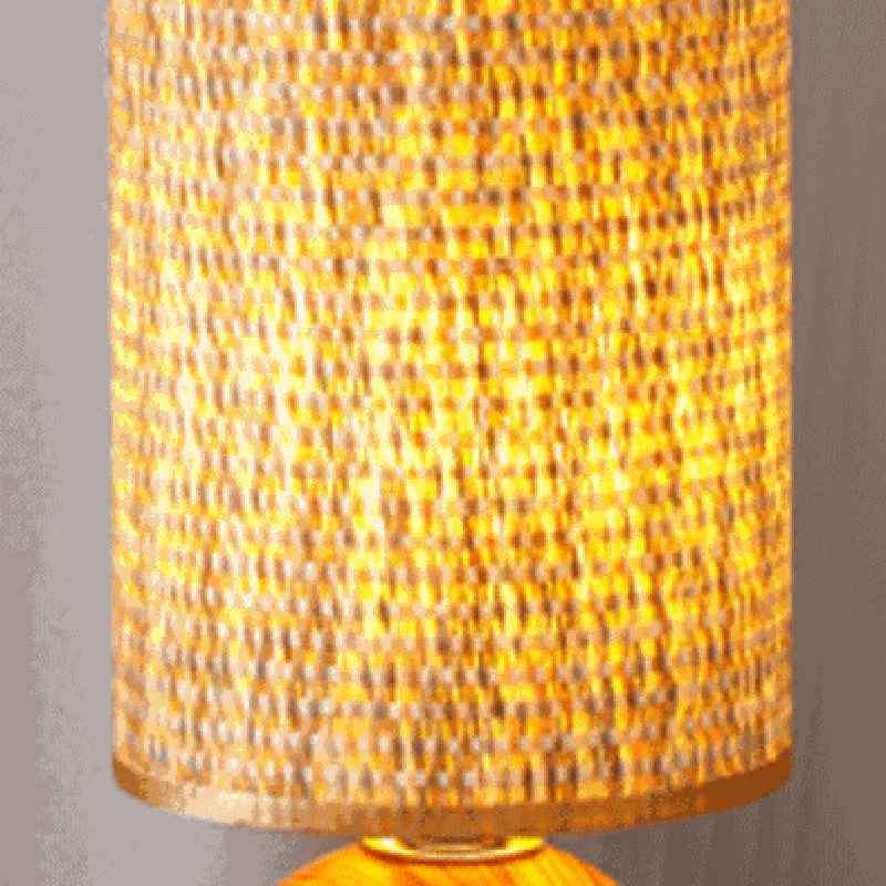 Traditional Vintage Cylinder Ball Ceramic Wood Fabric 1-Light Table Lamp For Bedroom