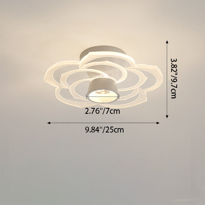 Contemporary Scandinavian Lotus Leaf Rose Iron Acrylic LED Semi-Flush Mount Ceiling Light For Living Room