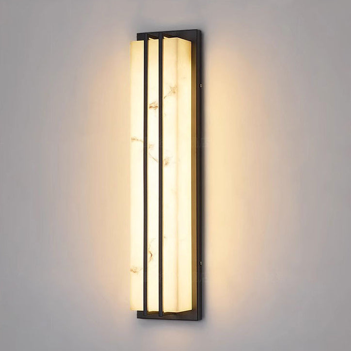 モダンミニマリスト防水長方形ロングステンレススチール樹脂LED屋外壁取り付け用燭台ランプ屋外パティオ用
