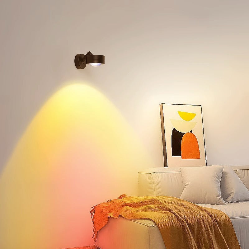 Modern Minimalist Cylinder Disc Base Adjustable Aluminum Glass LED Wall Sconce Lamp For Living Room