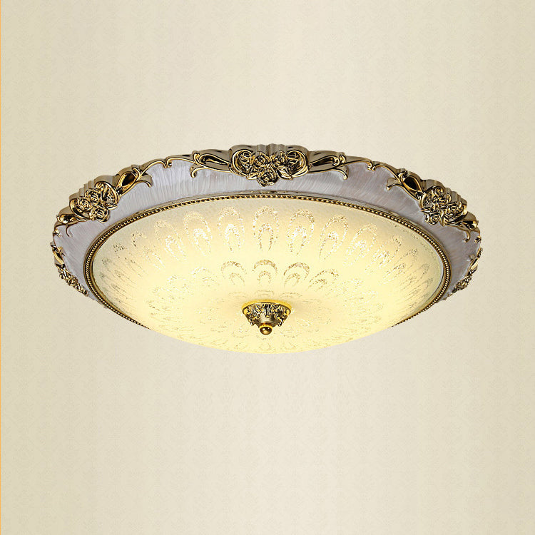 مصباح سقف LED زجاجي مثبت على السقف لغرفة النوم بتصميم صدفي نصف دائري أوروبي تقليدي