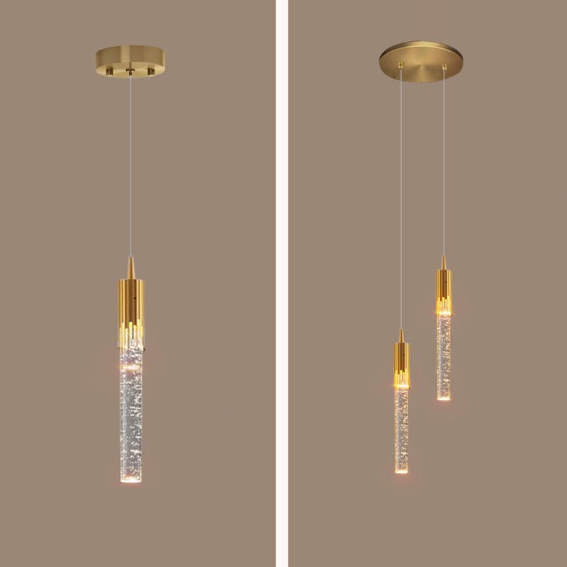Contemporary Scandinavian Cylinder Bubbles Gears Aluminum Crystal LED Pendant Light For Bedroom