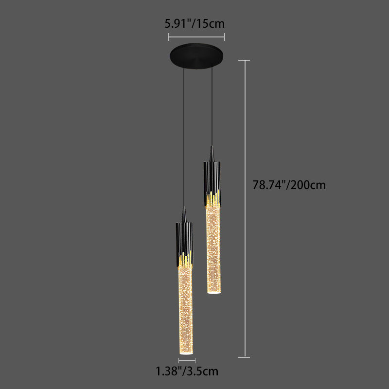 Contemporary Scandinavian Cylinder Bubbles Gears Aluminum Crystal LED Pendant Light For Bedroom