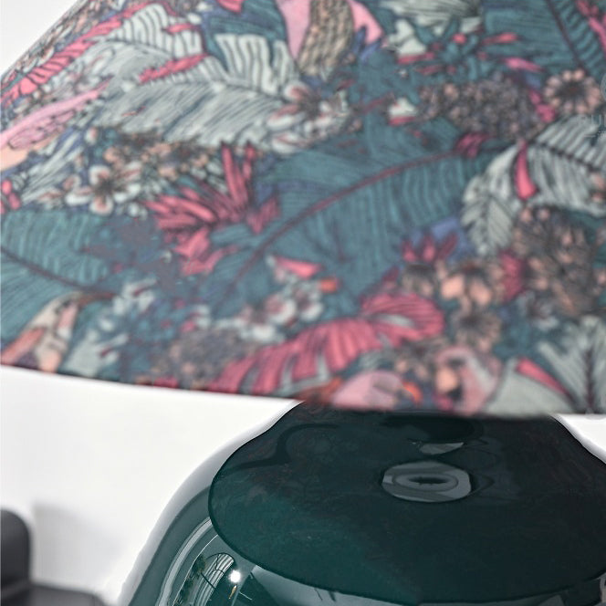 Traditional Vintage Round Table Ball Bird Flower Ceramic Fabric 1-Light Table Lamp For Bedroom