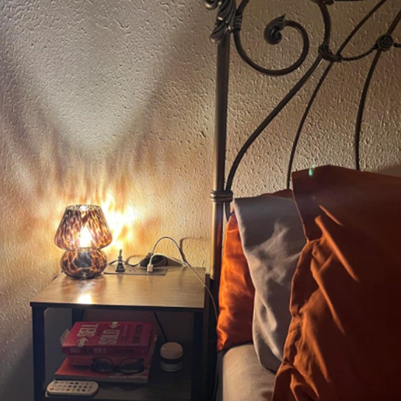 Contemporary Creative Spherical Round Table Dot Glass 1-Light Table Lamp For Bedroom