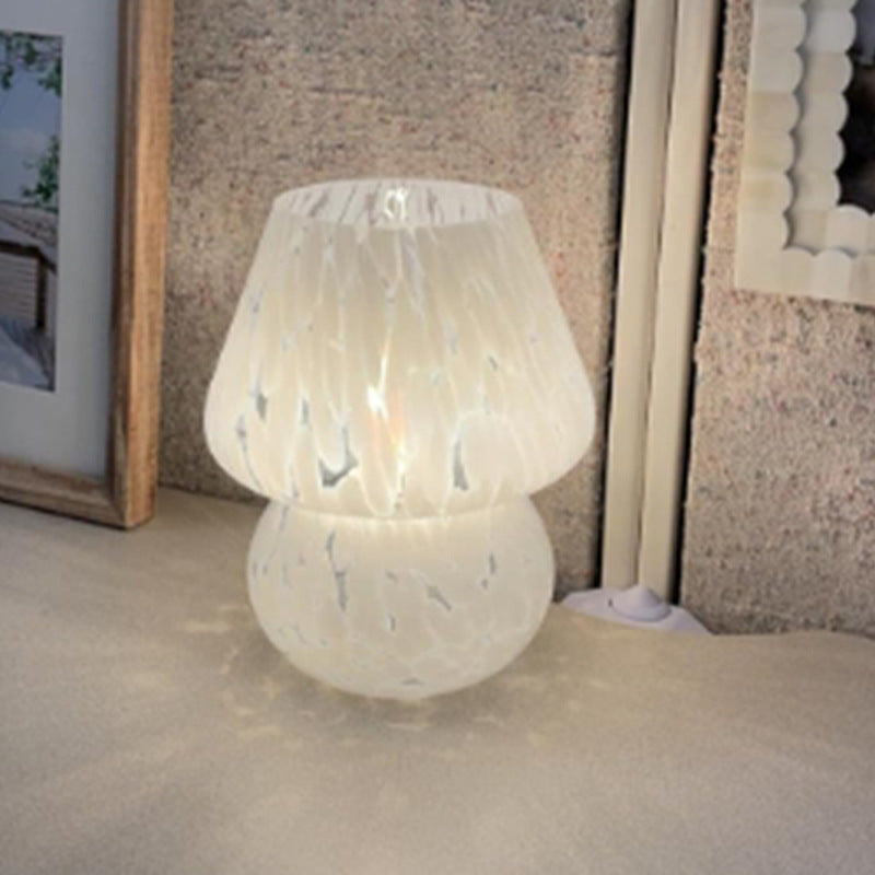 Contemporary Creative Spherical Round Table Dot Glass 1-Light Table Lamp For Bedroom