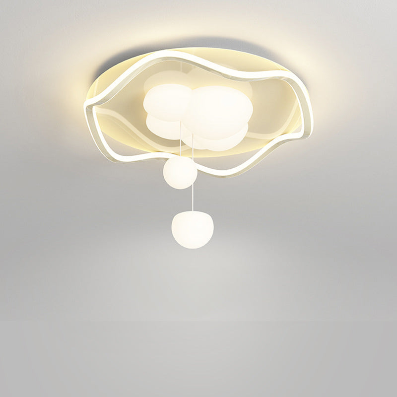 Contemporary Nordic Corrugated Iron Acrylic LED Flush Mount Ceiling Light For Bedroom