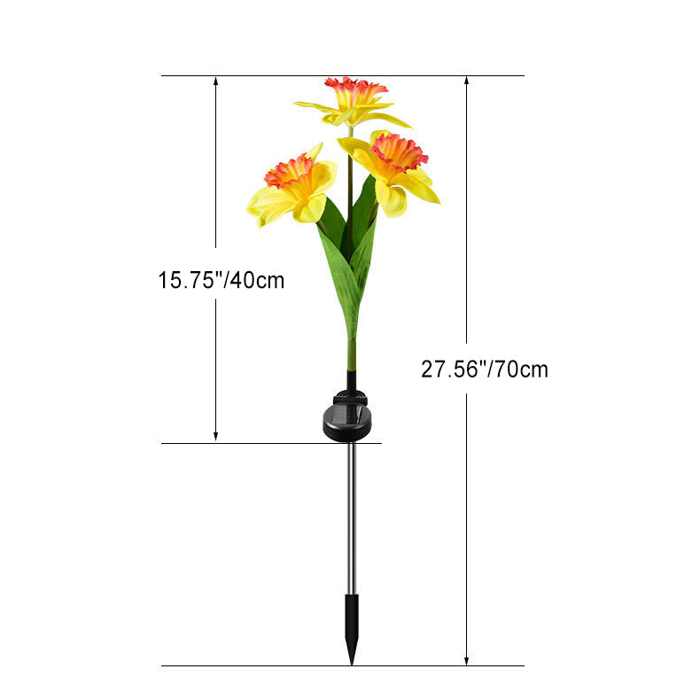 Contemporary Creative Artificial Daffodil Flower LED Solar Waterproof Lawn Insert Light For Outdoor Patio