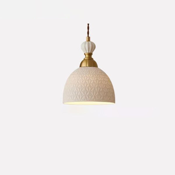 مصباح معلق فرنسي تقليدي من النحاس والسيراميك على شكل نصف دائرة، مزود بمصباح واحد، لغرفة الطعام