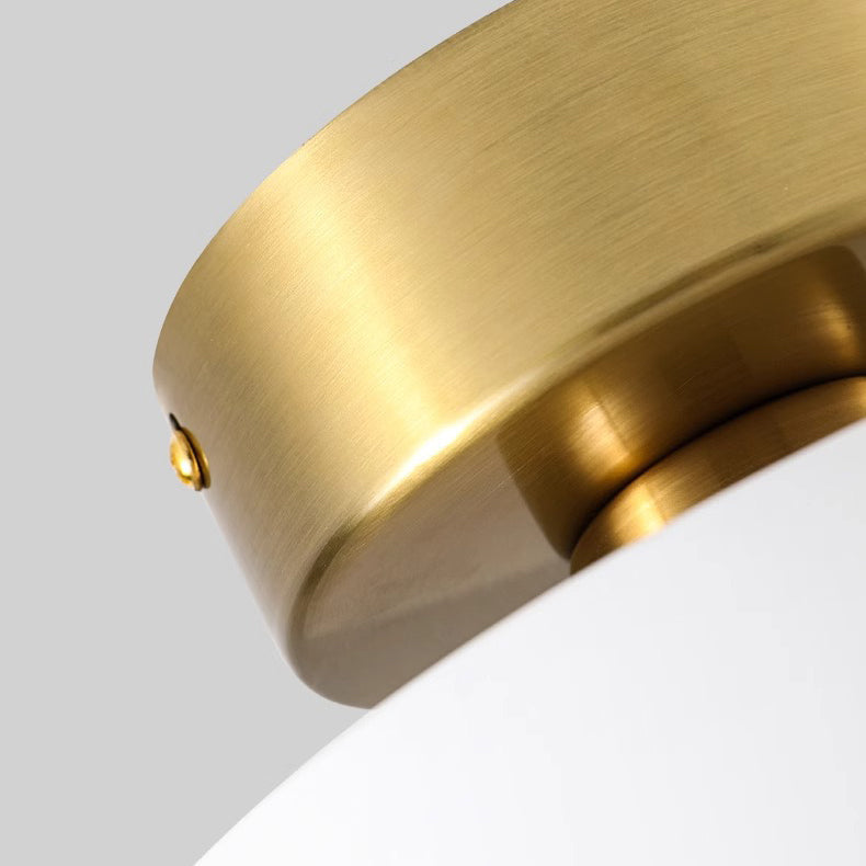 Contemporary Nordic Round Iron 1-Light Semi-Flush Mount Ceiling Light For Bedroom
