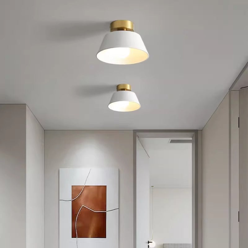 Contemporary Nordic Round Iron 1-Light Semi-Flush Mount Ceiling Light For Bedroom