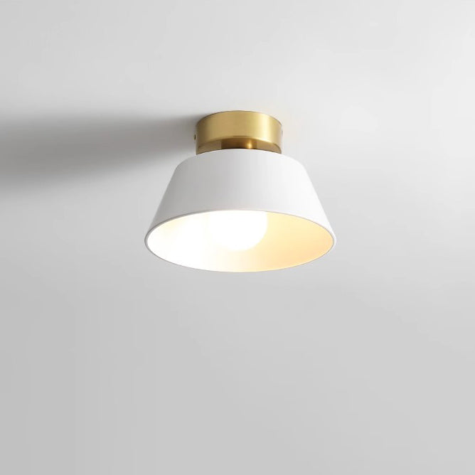 Contemporary Nordic Round Iron 1-Light Semi-Flush Mount Ceiling Light For Bedroom